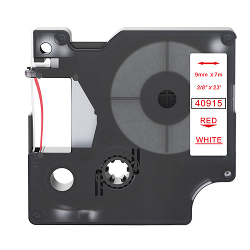 Dymo 40915 kompatibilná páska na štítky, červená na bielej, 9mm x 7m