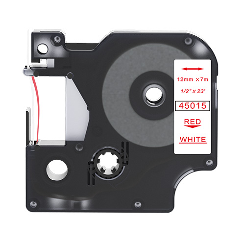Dymo 45015 kompatibilná páska na štítky, červená na bielej, 12mm x 7m