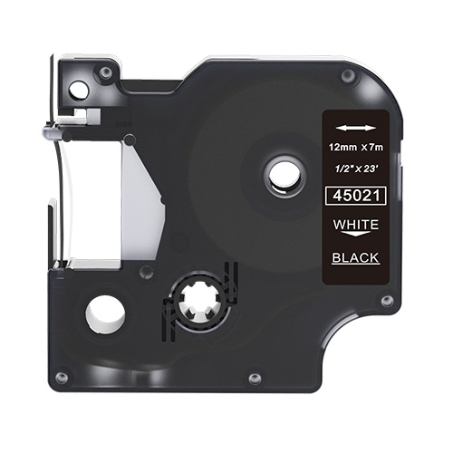 Dymo 45021 kompatibilná páska na štítky, biela na čiernej, 12mm x 7m
