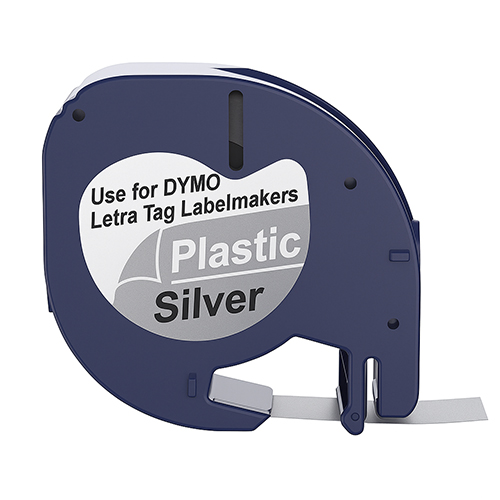 Dymo 91208 kompatibilná páska na štítky, čierna na striebornej, 12mm x 4m